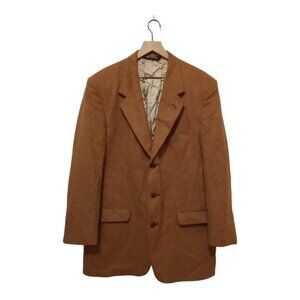 John Alexander Tan Single Breasted Micro Suede Blazer Sz 42L